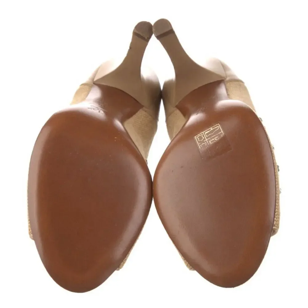 LOUIS VUITTON Woven Crystal Embellished Peep Toe Heel Shoes EU 40 US 10 EUC - Picture 5 of 5